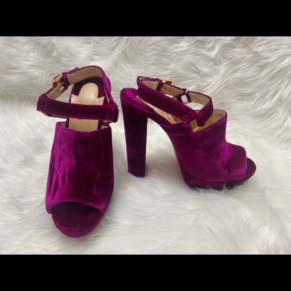 SOLD Louboutin Velvet platform mule